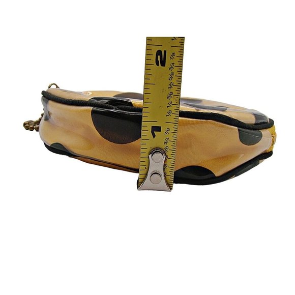 Trina Coin Purse Yellow Black Round Shaped Zip Around Polka Dot Vintage Made USA - Picture 7 of 7